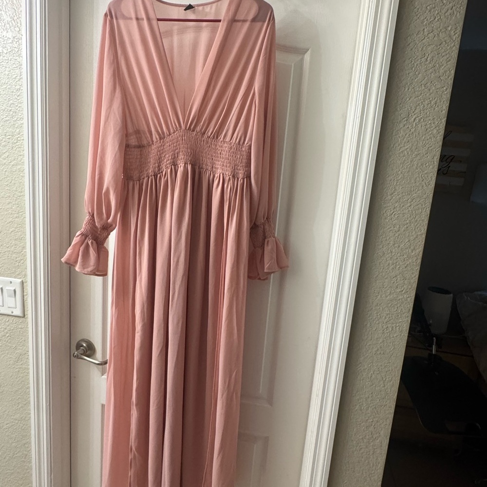 SHEIN Blush Long Sleeve Maxi Dress